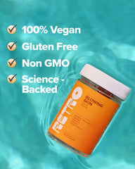Gummies with peach flavor in a glossy vegan supplement pack