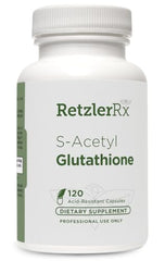Close-up of RetzlerRx Glutathione capsule packaging