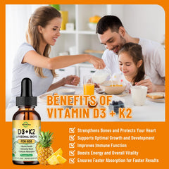 Dropper dispensing Vitamin D3 K2 liquid for kids