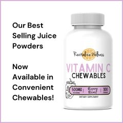 Vitamin C chews in berry flavor on white background
