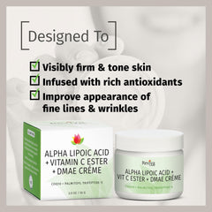 Cream applied to skin showing smoothing and firming effect