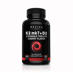 Revive Herbs Vitamin K2 D3 cherry chewable tablet front view