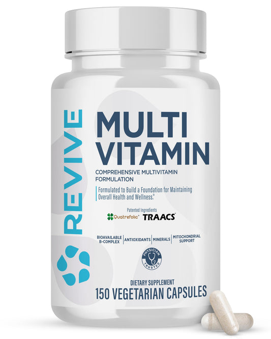 Front view of Revive MD Multi-Vitamin bottle with label
