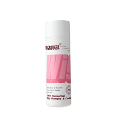 RG ROUGE LX 2-in-1 wig shampoo bottle focusing on tea tree and coconut oil to refresh scalp