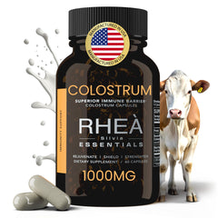 Bottle of RHEA Bovine Colostrum capsules for women - 60 count
