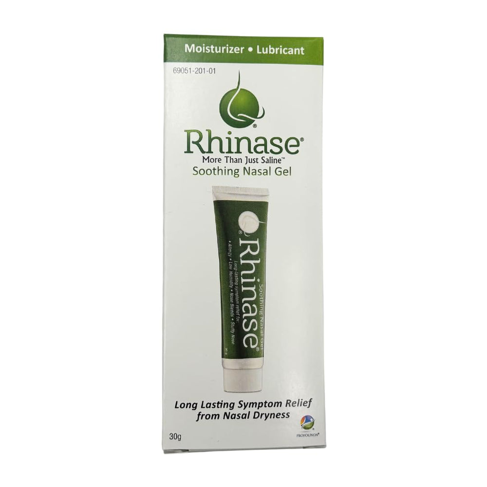 Rhinase dual-salt formulation graphic highlights balanced moisture for nasal passages.