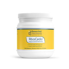 Front view of RibosCardio ATP Energy Powder packaging