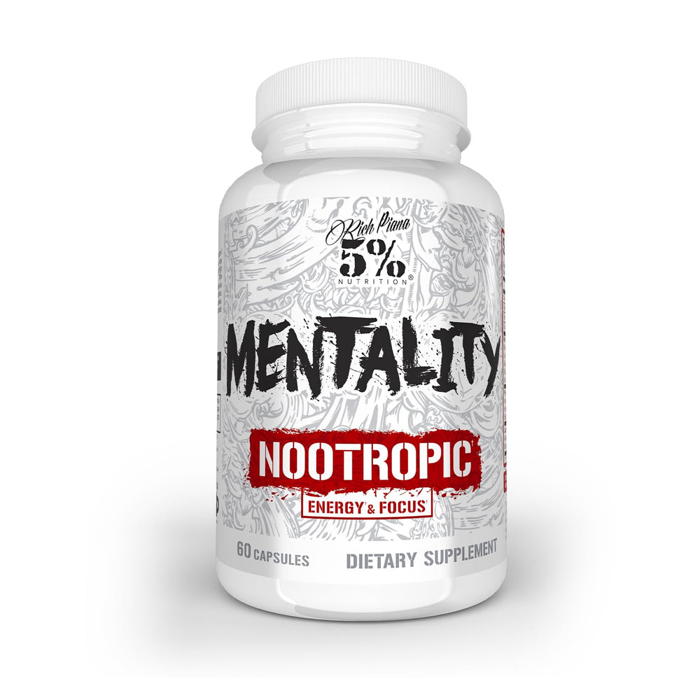Rich Piana Mentality nootropic blend bottle with 60 capsules