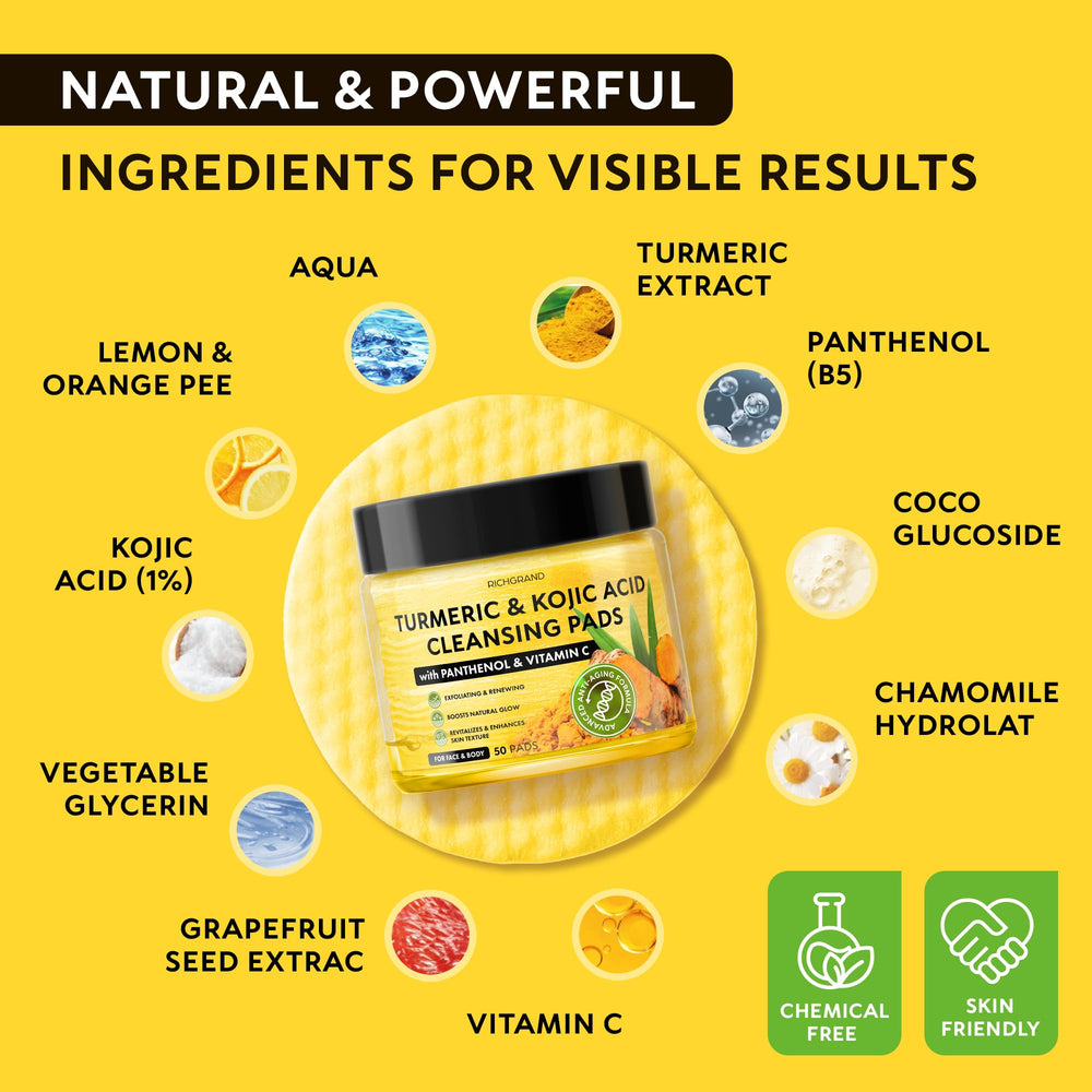 RichGrand Turmeric Kojic Cleansing Pad packaging shot for easy purchase