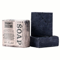 RICH'S BACKYARD beef tallow soap charcoal close-up for detoxifying cleanse