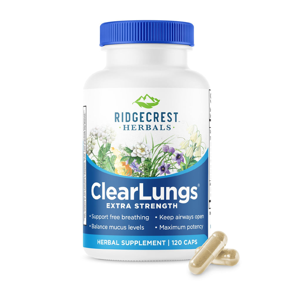 RidgeCrest ClearLungs Extra Strength bottle on white background