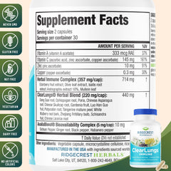 Side angle view of RidgeCrest ClearLungs Immune bottle