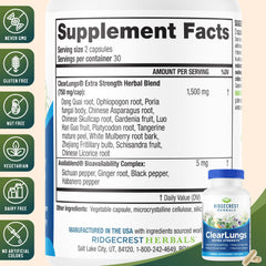 Graphic showing the 13 natural ingredients in ClearLungs formula