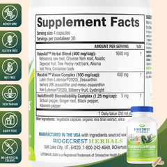 EssentialEyes ingredients overview featuring Bilberry and Lutemax2020