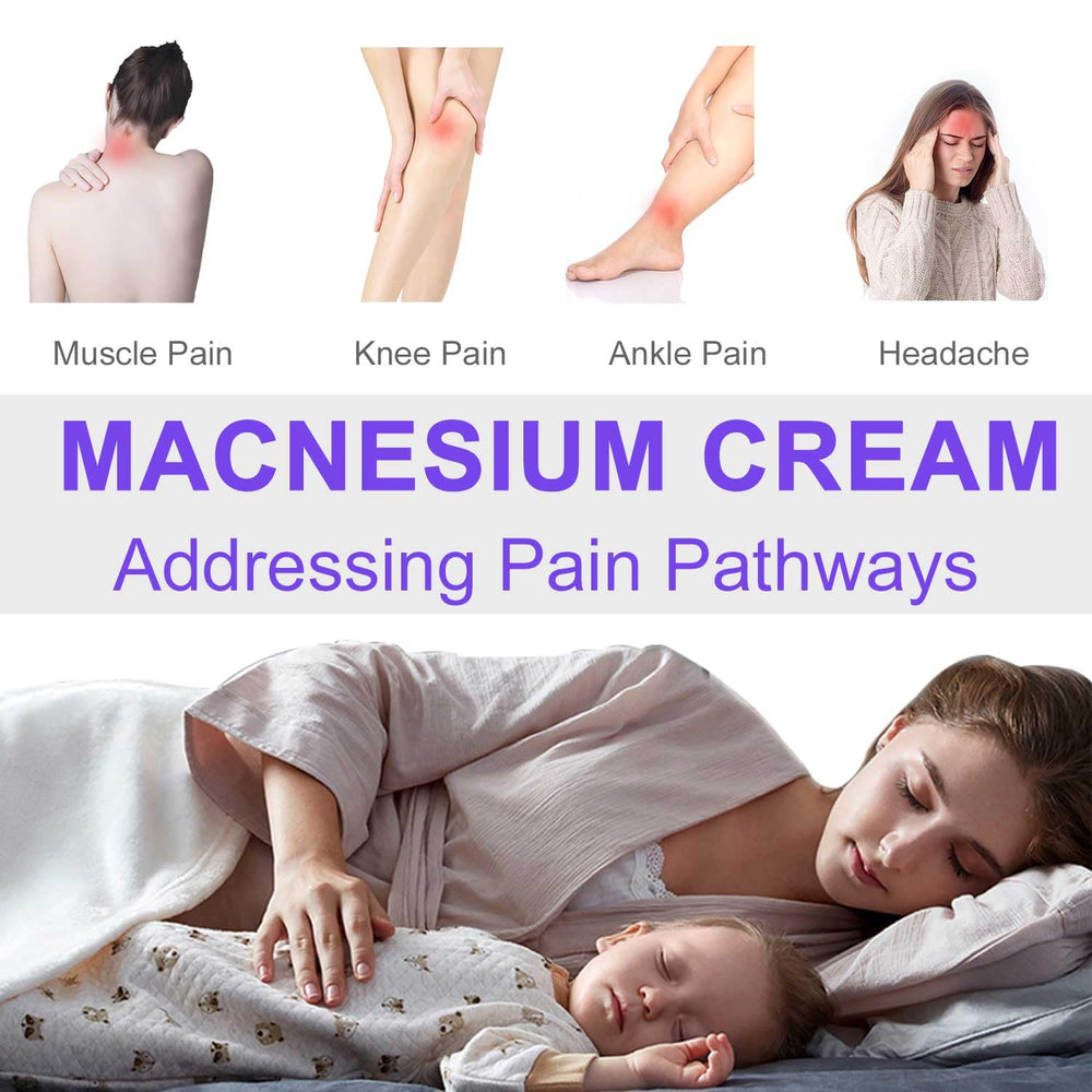 Hands applying magnesium lotion to leg