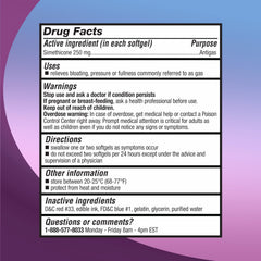 RIGHT REMEDIES Gas Relief softgels closeup highlights easy-to-swallow form.