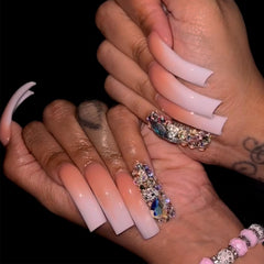 RIICFDD curved press-on nails in long square shape for a bold salon-style look.
