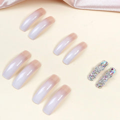 RIICFDD pink gradient full-cover nails offer chic versatility for daily or party looks.