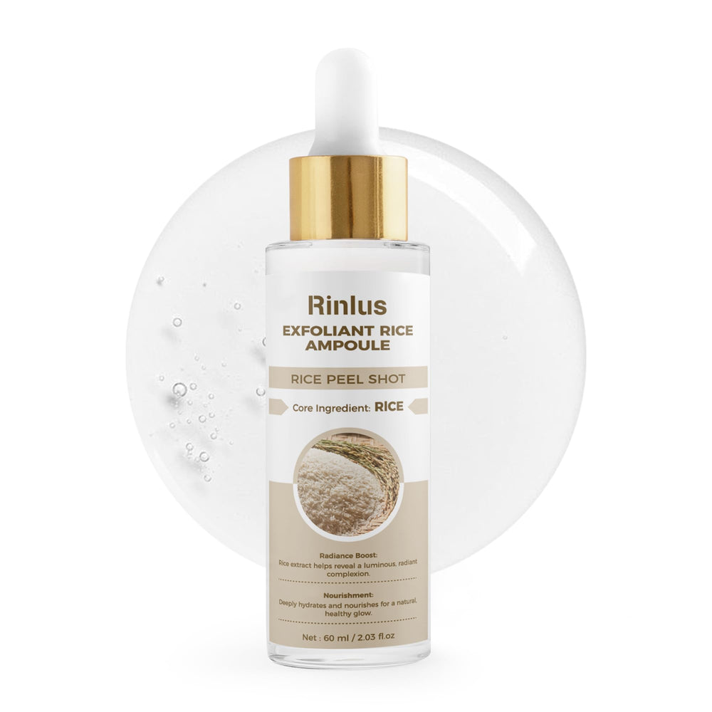 Rinlus Peel Shot Glow ampoule bottle close-up showing dual-phase exfoliation