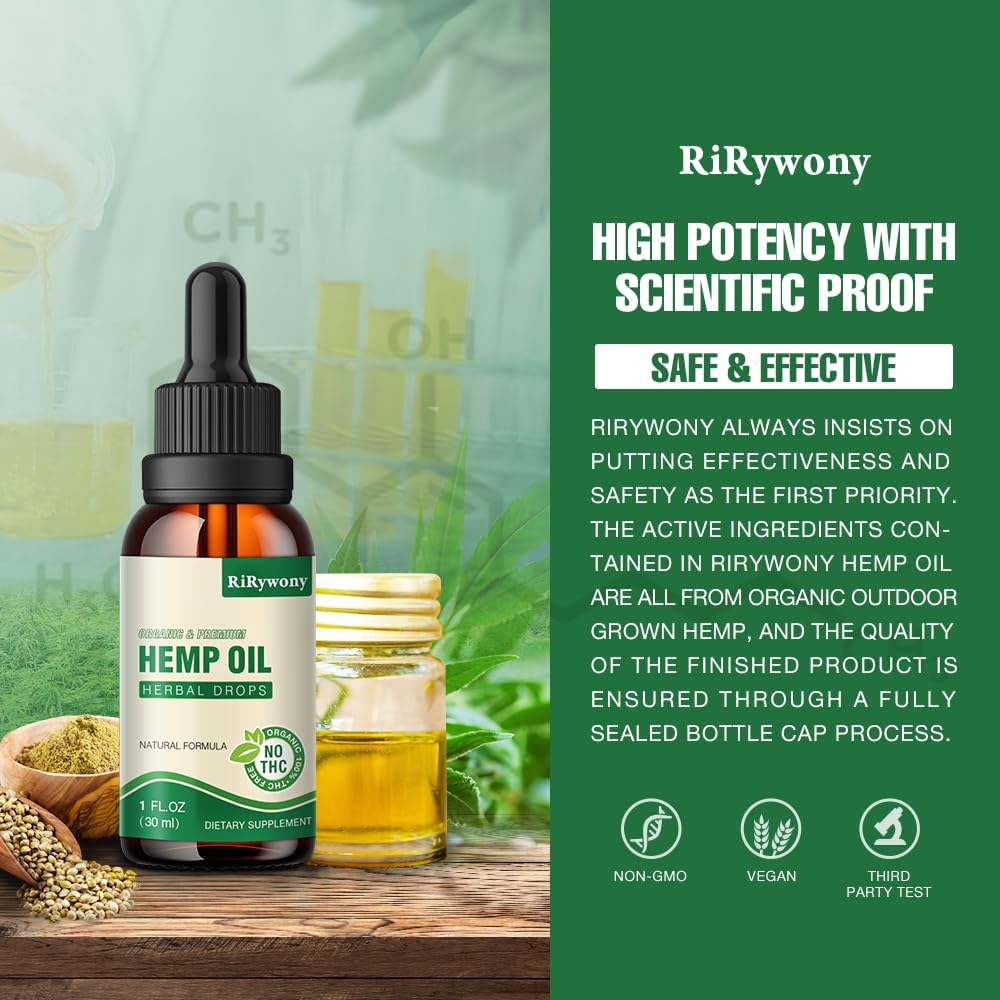 Close-up of RiRywony Health hemp oil 3-pack bottles
