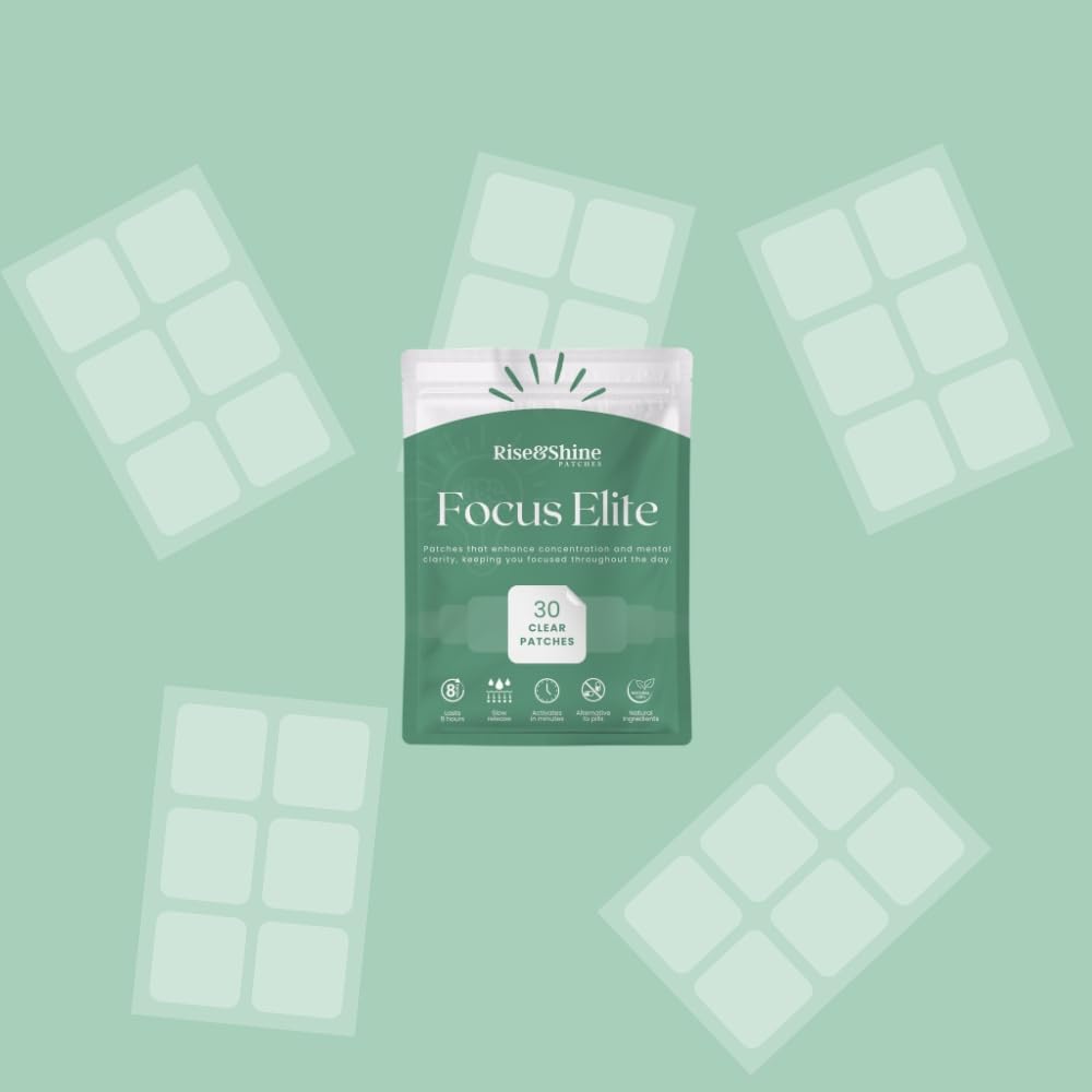 Patch ingredients highlight including B12, B6, folate, magnesium, zinc, and 5-HTP