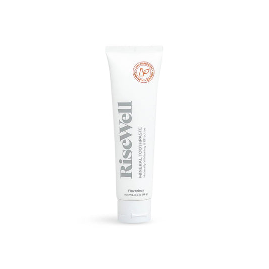 Packaging front view of RiseWell Mineral Unflavored Toothpaste