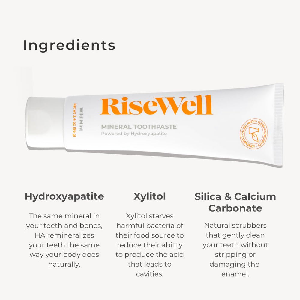 Proudly Made in the USA RiseWell toothpaste packaging