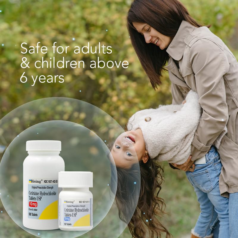 Rising Pharma cetirizine 10 mg dosage guidance for adults and older children.