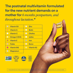 Close-up of Ritual Essential Postnatal Multivitamin capsules with delayed-release design