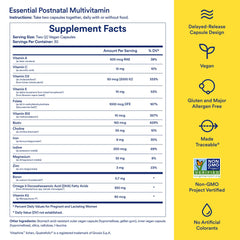 Ritual Essential Postnatal Multivitamin vegan sugar-free label for clean postpartum support
