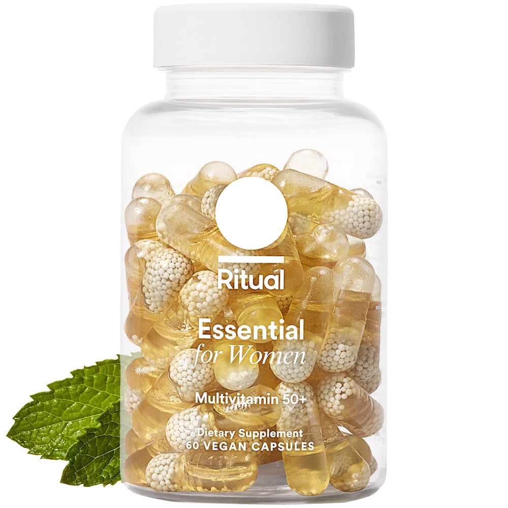 Ritual multivitamin Women 50+ bottle for daily nutrient support.