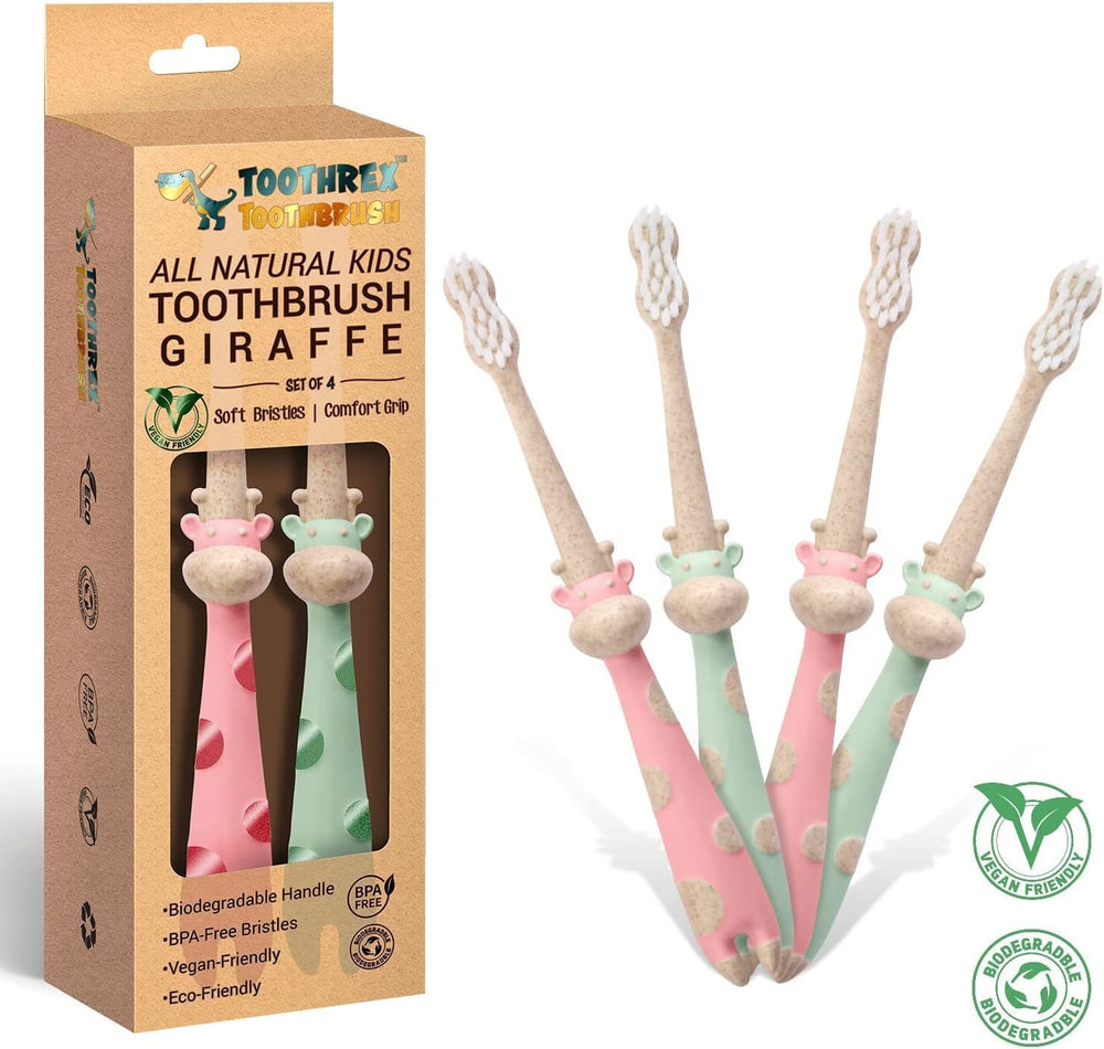 Soft nylon bristles for sensitive gums on ROARex giraffe toothbrush