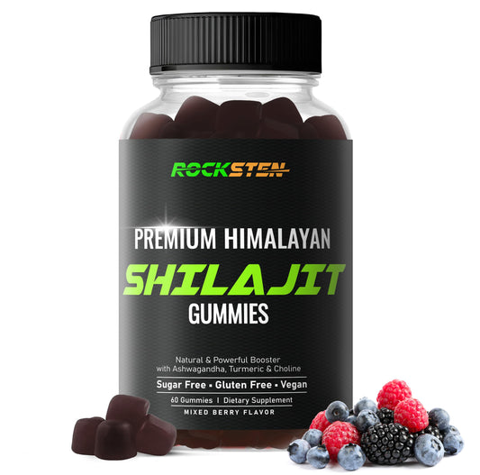 RockSten Shilajit Gummies bottle with berry flavor
