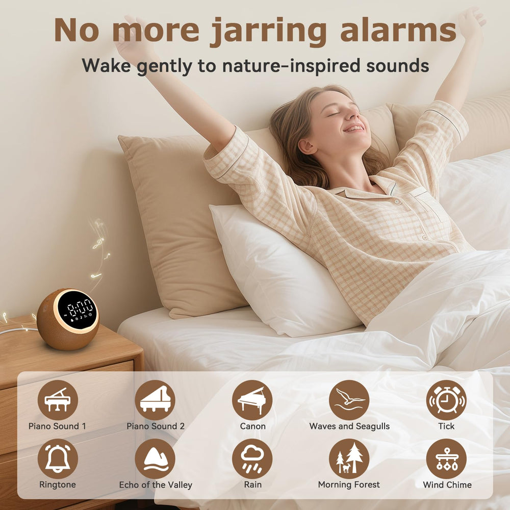 Rohent alarm clocks soft-sounds nightlight on: gentle brightness for late tasks