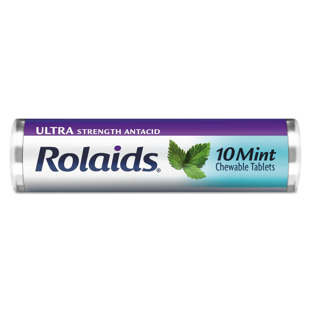 Rolaids ultra-strength mint chewables packaging for fast heartburn relief.