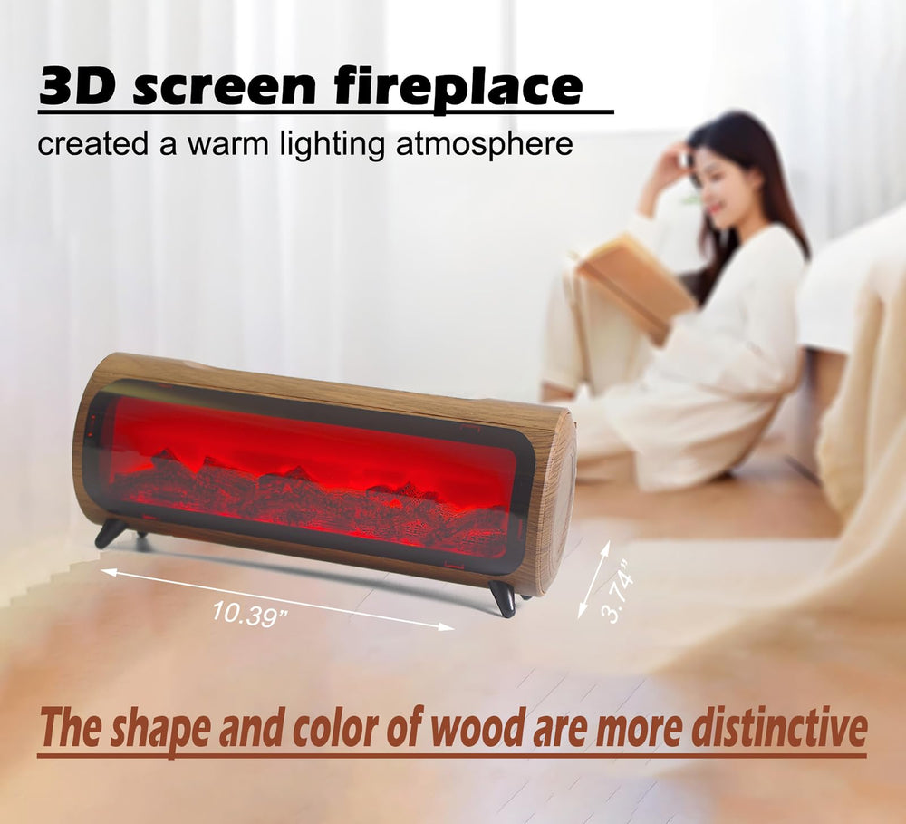 Romanplux wood-shape diffuser front screen flame adds natural warmth