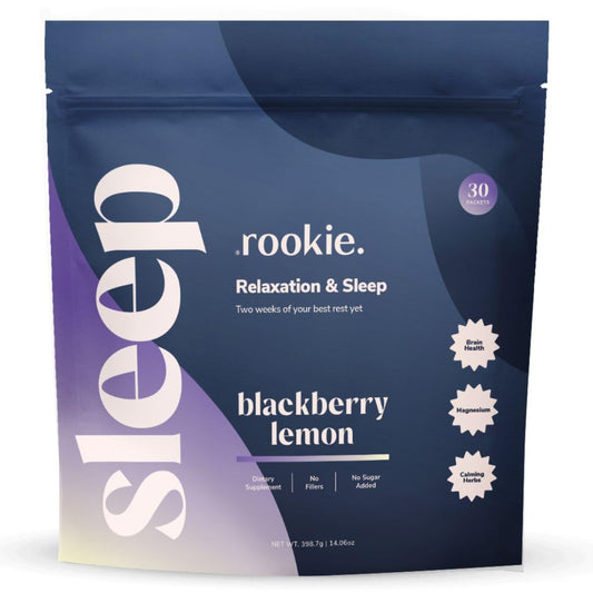 Rookie Wellness Sleep bottle highlighting Magnesium Bisglycinate and Melatonin