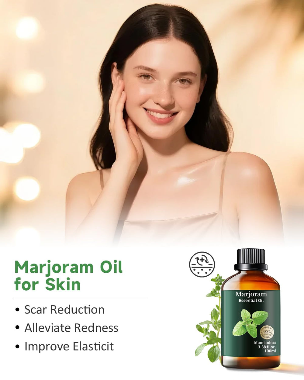 Room spray bottle featuring marjoram essential oil