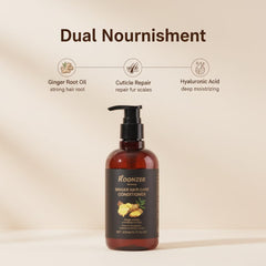 ROONZER Conditioner in shower scene signals easy rinse-off formula