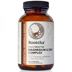 Rootcha Magnesium & Zinc Complex bottle label close-up