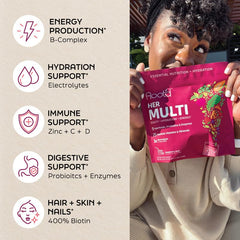 Root'd multivitamin powder dissolving in water