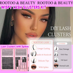 Rootoo fluffy wispy finish lash clusters for natural-day-to-night style.