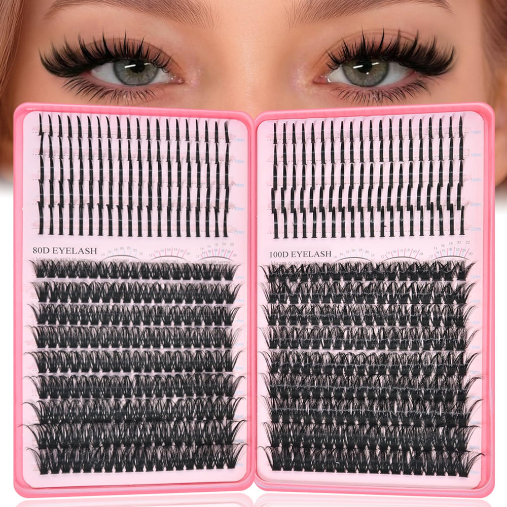 Rootoo lash clusters with spikes, 80D-100D options for dramatic volume and fluffy finish.