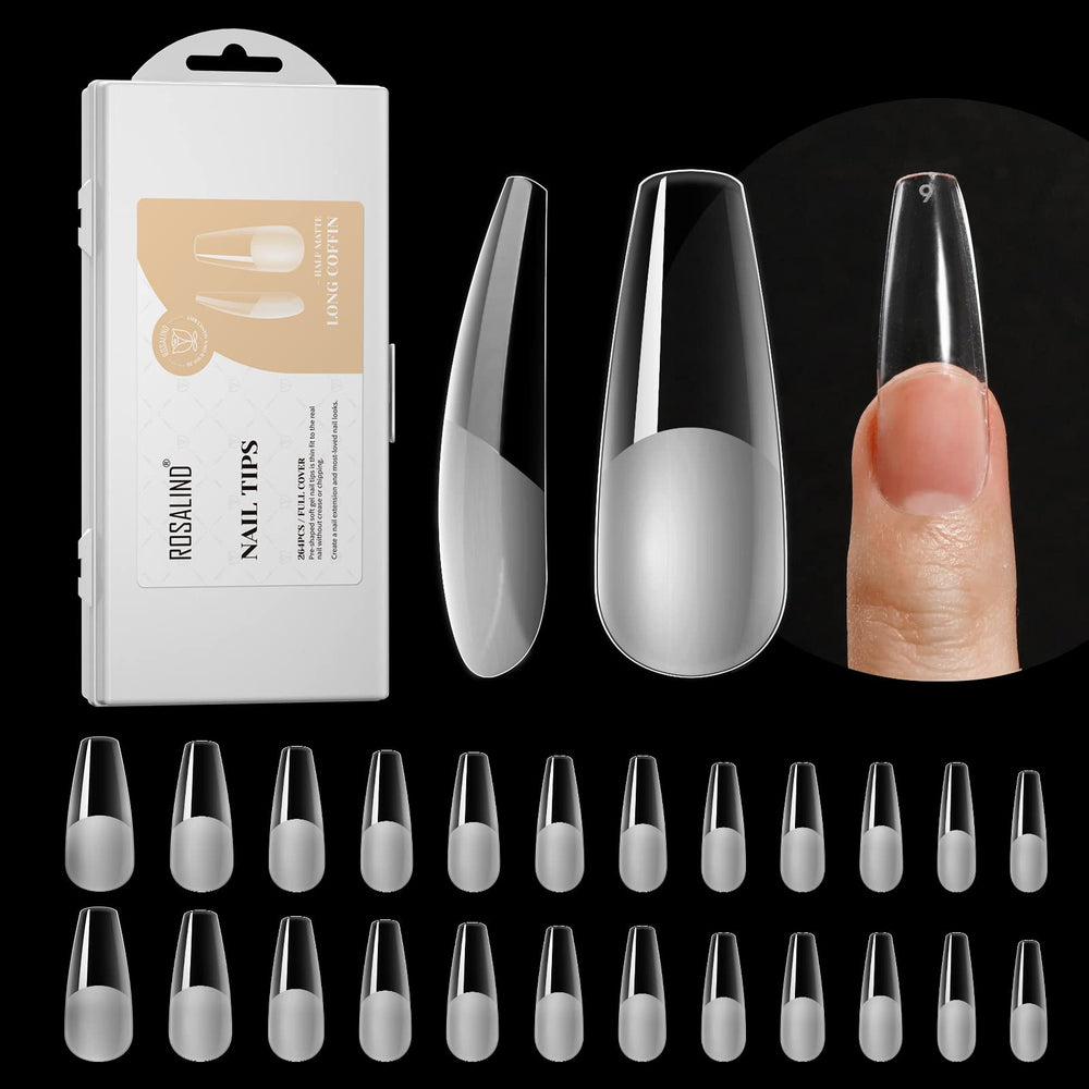 ROSALIND 264Pcs half matte coffin tips for quick at home extensions