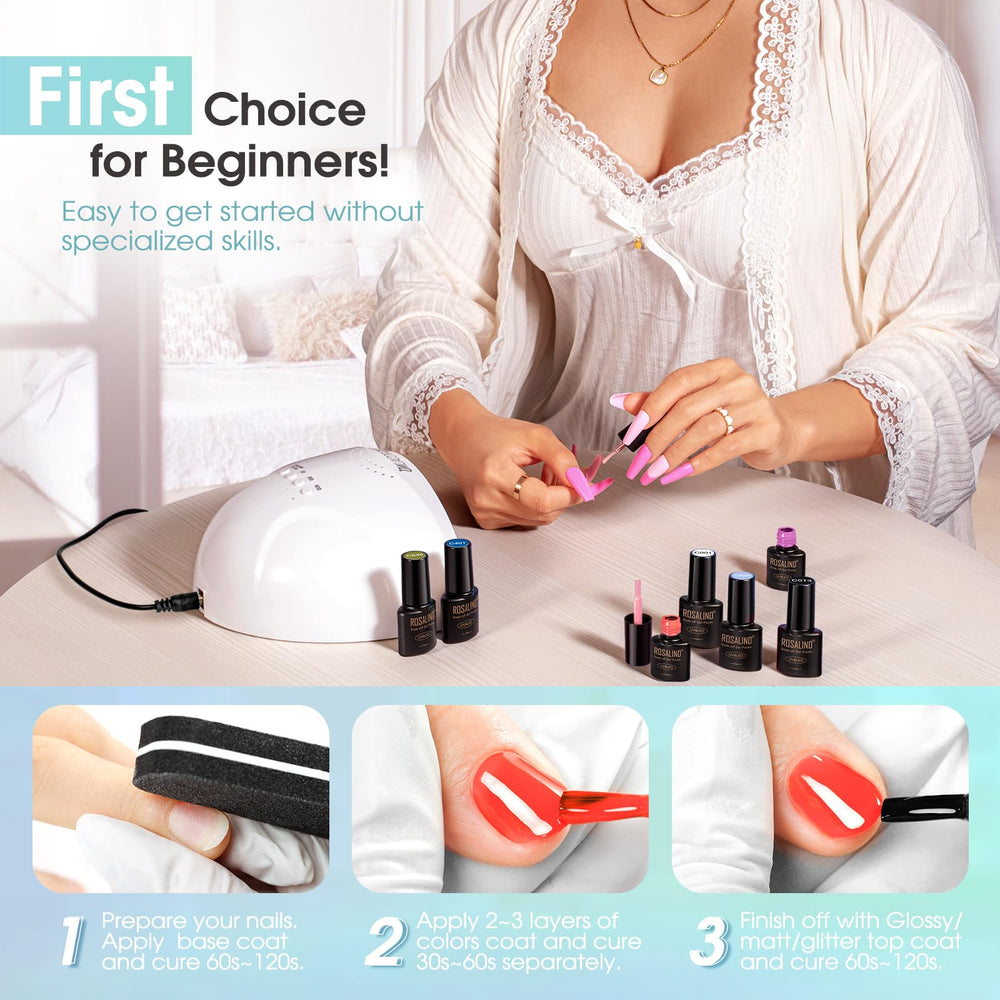 ROSALIND gel base coat prepares nails for long-lasting color.