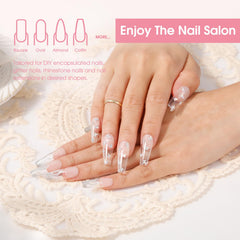 ROSALIND Deep Nude gel on nail swatch demonstrates a natural-length, elegant finish