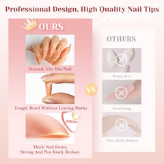 ROSALIND full-cover nude-brown nail tips ideal for quick at-home manicures