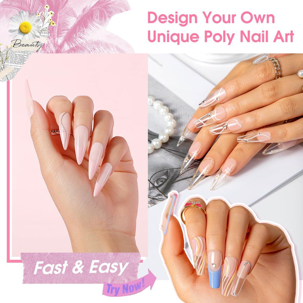 Rosalind glitter nail design with poly extension gel for sparkle