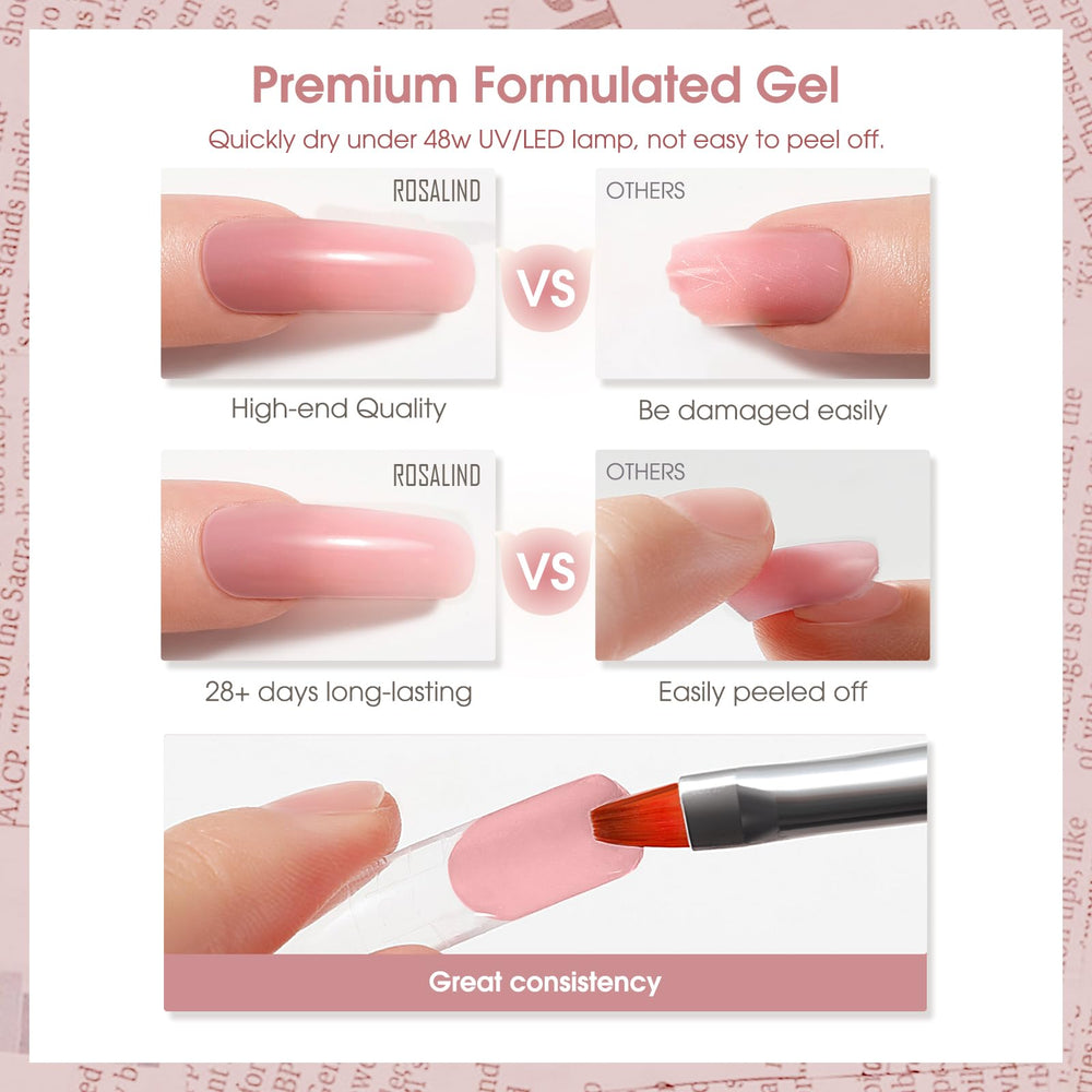 ROSALIND nude pink poly extension gel inlay with dried flowers for elegant design