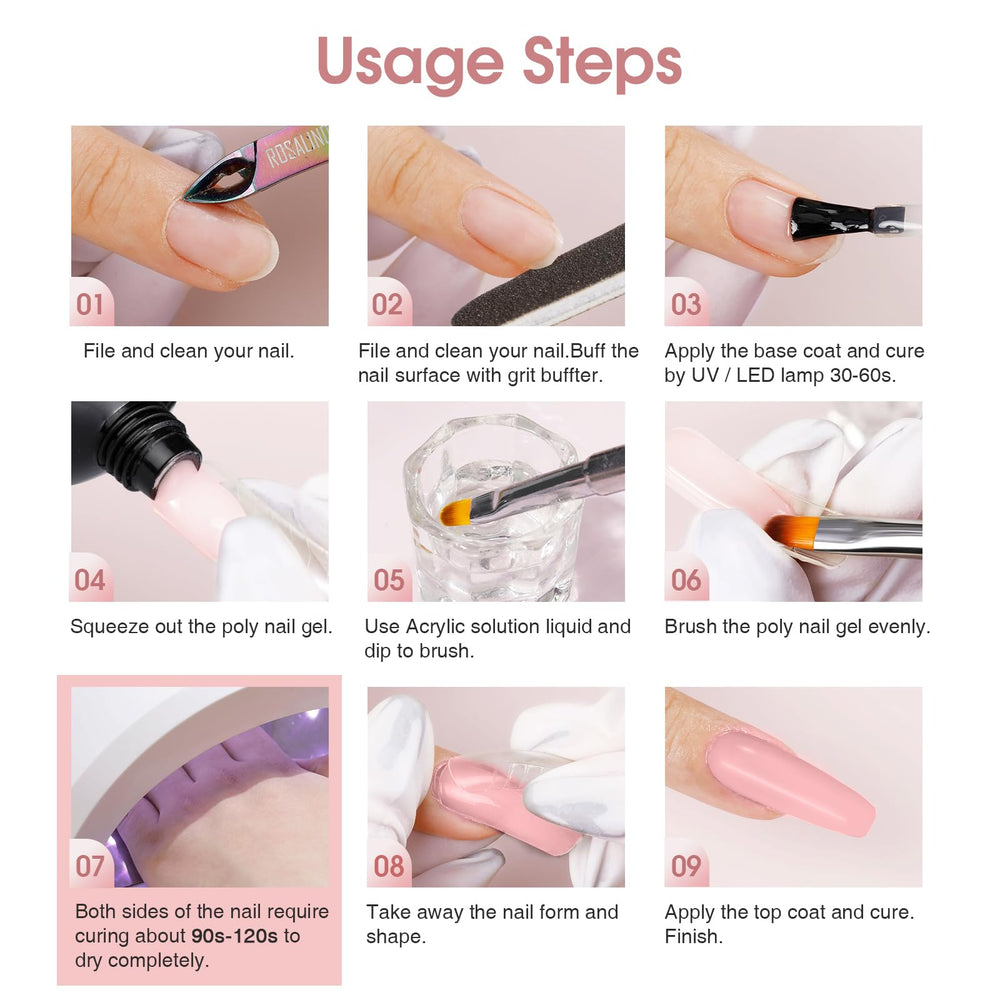 ROSALIND nude pink poly extension gel removal tips shown with file